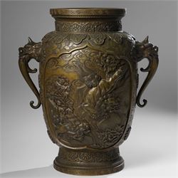 Japanese Meiji-Taisho period bronze vase, by Kanaya Gorosaburo, decorated with dragons and...