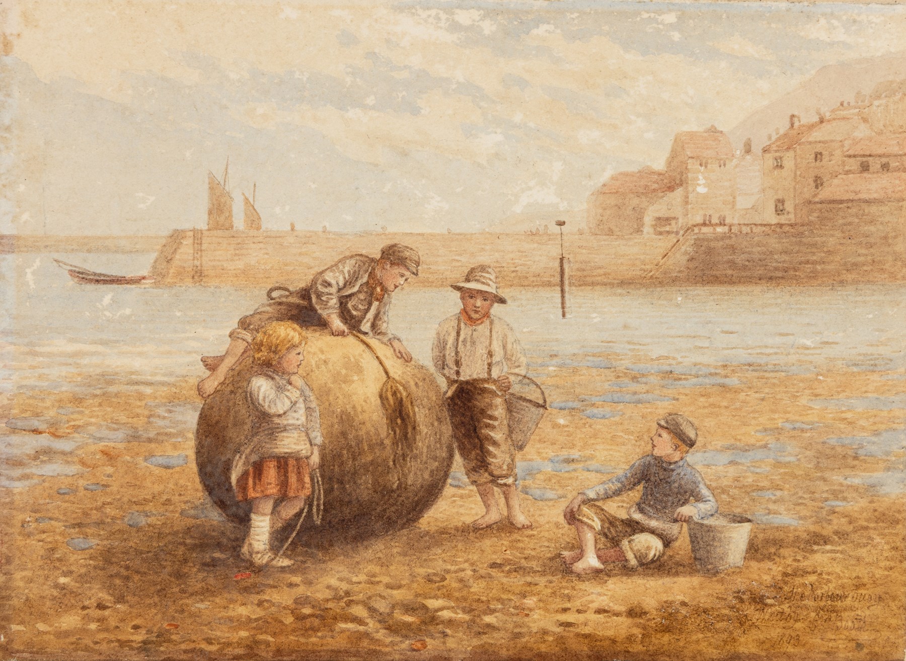 Edward C Booth (British 1821-post 1893): 'The Harbour Buoy - Whitby', watercolour signed titled and dated 1893, 18cm x 25cm (unframed)