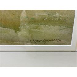 Owen Bowen (Staithes Group 1873-1967): Haytime Above Robin Hood's Bay, watercolour signed 28cm x 38cm