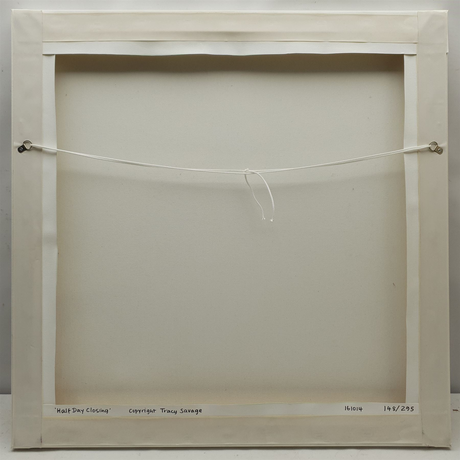 Tracy Savage (British 1963-): 'Half Day Closing', limited edition print on canvas signed titled and numbered 148/295 verso 75cm x 75cm (unframed)