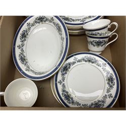 Royal Doulton Venetia patter dinner and tea wares, to include cups, saucers, dinner plates, small bowls, serving bowls, etc, in two boxes 