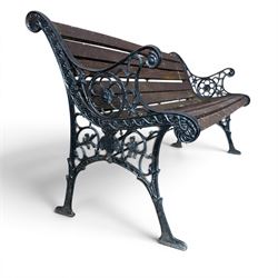 Cast aluminium and wood slatted garden bench