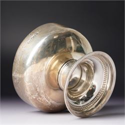 Silver circular bowl on pedestal stem and gadrooned  foot D11.5cm Sheffield 1926 Maker Thomas Bradbury & Sons Ltd