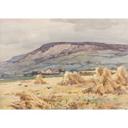 Owen Bowen (Staithes Group 1873-1967): Haystacks at Stoupe Brow near Robin Hood's Bay, wat...
