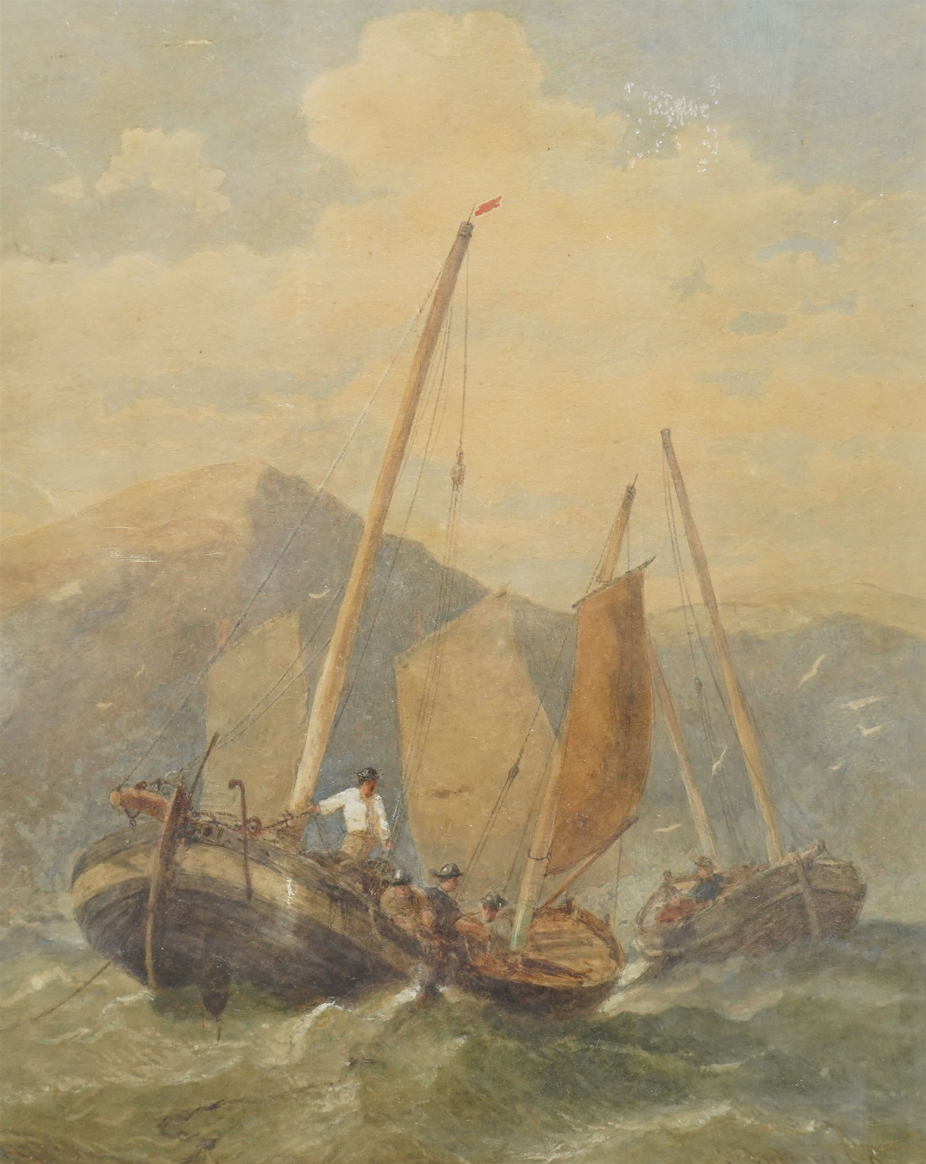 George Henry Andrews (British 1816-1898): Boats on Stormy Seas, watercolour signed and dated '69, 27cm x 34cm
