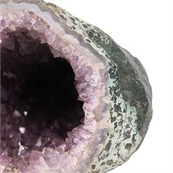 Amethyst crystal geode cluster, with well-defined crystals of various sizes, H17cm, L20cm