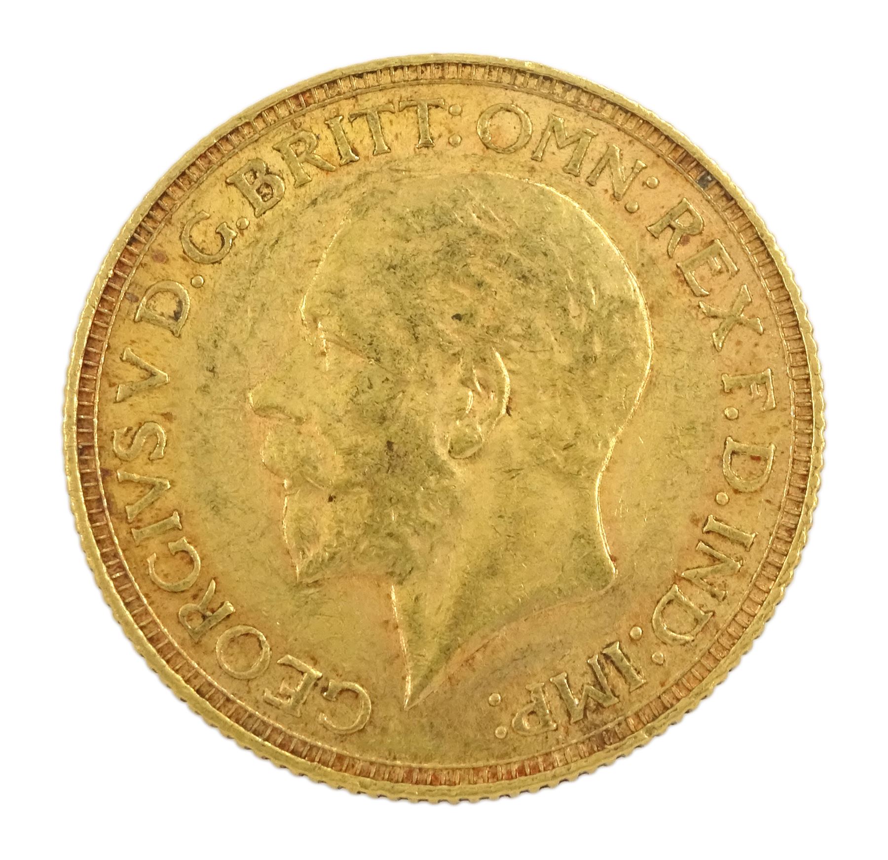 King George V 1929 gold full sovereign coin, Pretoria mint