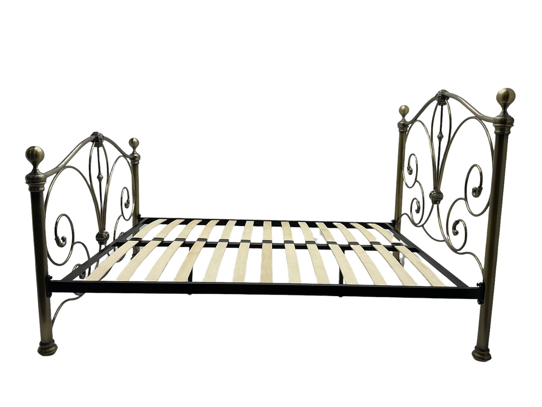 Bronze finish metal 4’ 6” double bedstead