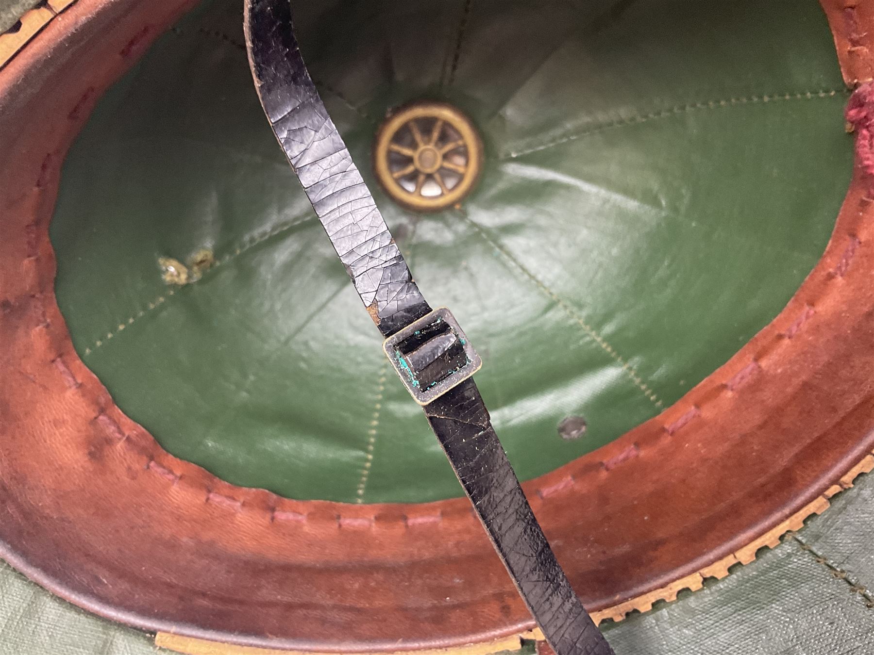 Police - Victorian turned hardwood truncheon with traces of decoration and VR cypher L42cm; Humberside Police helmet with Queens Crown helmet plate; hand lamp inscribed 'The Inspector'; and small pair of pewter figures of police officers (5)