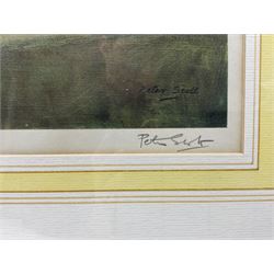 Sir Peter Markham Scott (British 1909-1989): 'Take Off at Dusk' - Bombers, colour print signed in pencil pub. 1942 with Fine Art Trade Guild blindstamp 36cm x 53cm 
Notes: an unusual wartime scene for Scott, best known for his avian pictures.