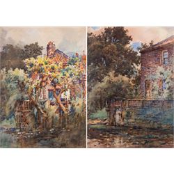 Alfred George Morgan (British 1848-1930): Cottage Scenes, two watercolours signed 34cm x 24cm 