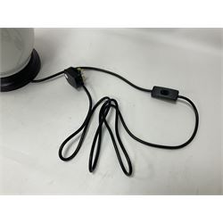 Pair of Chinese ivory crackle glazed table lamps, each of bottle form, raised upon circular hardwood base, excluding fittings H43cm