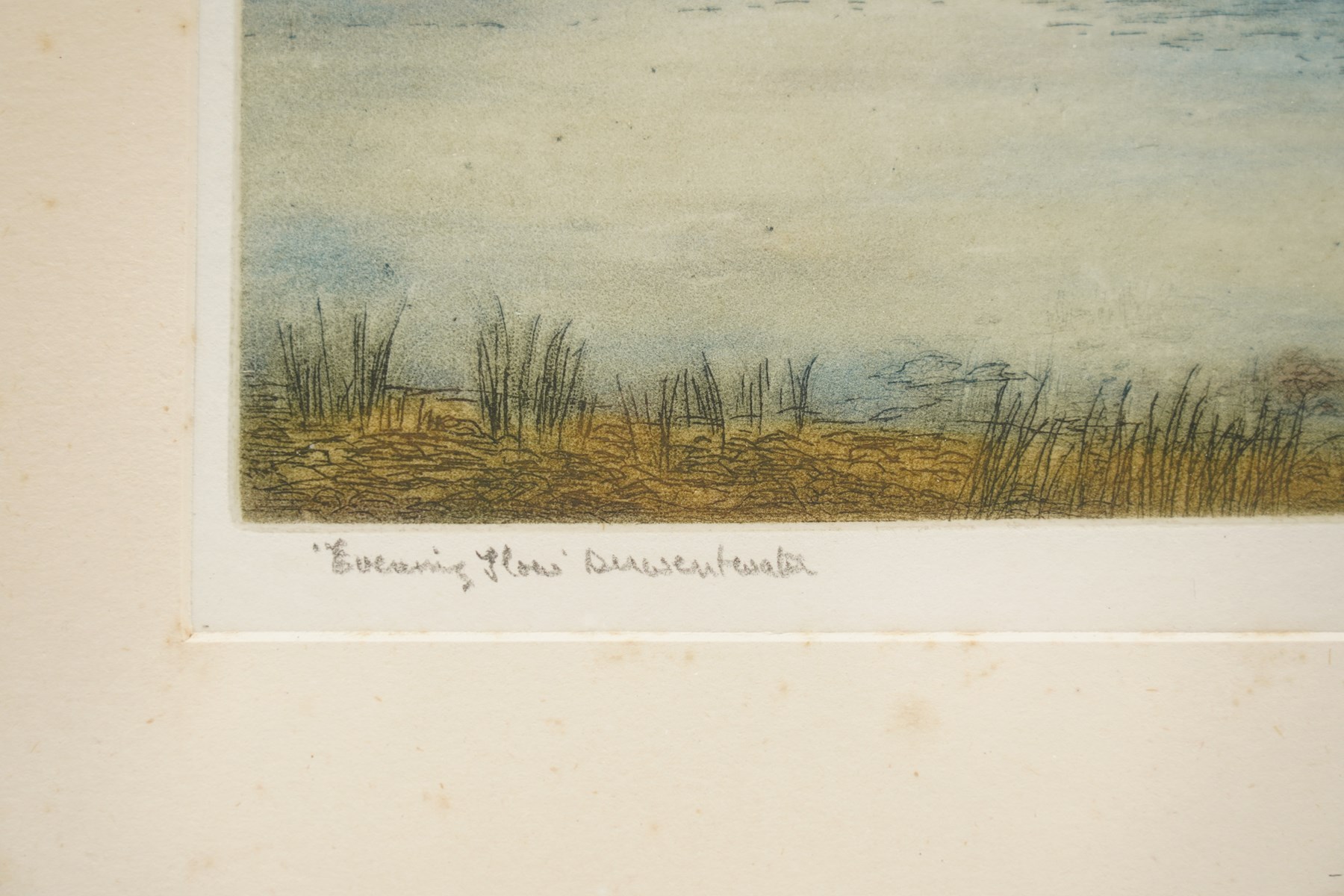 Edward Francis Wells (British 1876-1952): 'Evening Flow - Derwentwater' and 'Ullswater', two etchings with aquatint signed and titled in pencil, stamped with Rembrandt Guild Artists Proof blindstamp; D le Roux (20th century): Mountain Valleys, pair of watercolours signed, together with three other pictures including York-themed etchings max 22cm x 30cm (7)