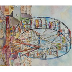 Penny Wicks (British 1949-): Luna Park Scarborough, watercolour and ink signed 28cm x 24cm