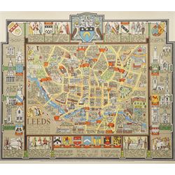 Denis Mason Jones (British 1918-2010): 'Leeds from AD 1626',  pictorial colour map with ma...
