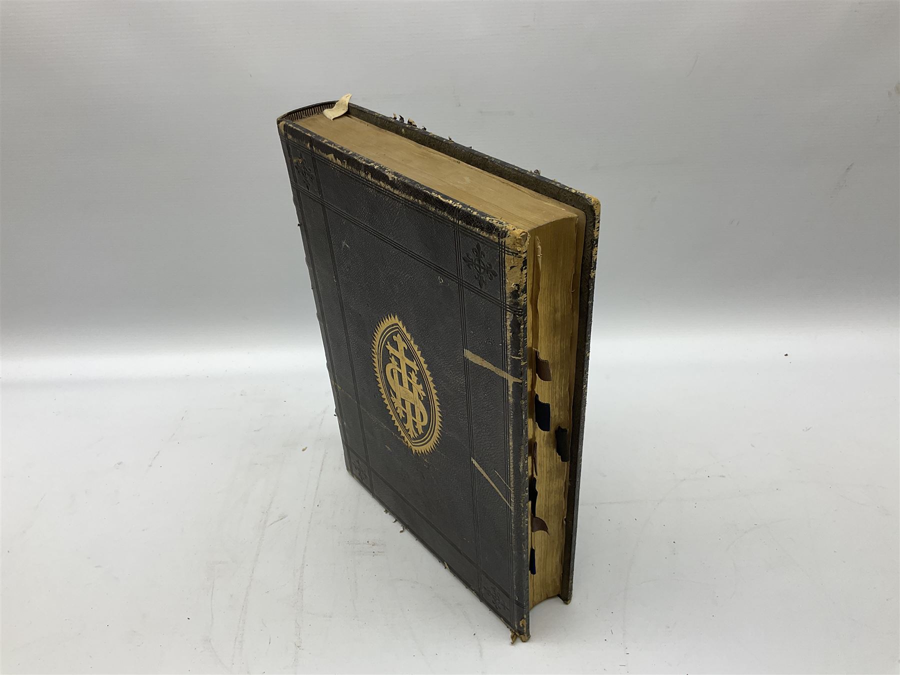 Six 19th century leather bound books of music comprising Graduale Juxta Missale Romanum and Antiphonarium Romanum. Both 1828 Divione; Graduel Romain and Psautier Romain. Both 1859 Digne/Paris; Graduel Romain. 1872 Marseille; and Missale Romanum. 1853 Mechliniae (6)