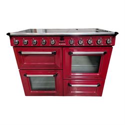 Smeg TR4110IRW Five ring induction cooker in dark red with grill and double ovens - THIS L...