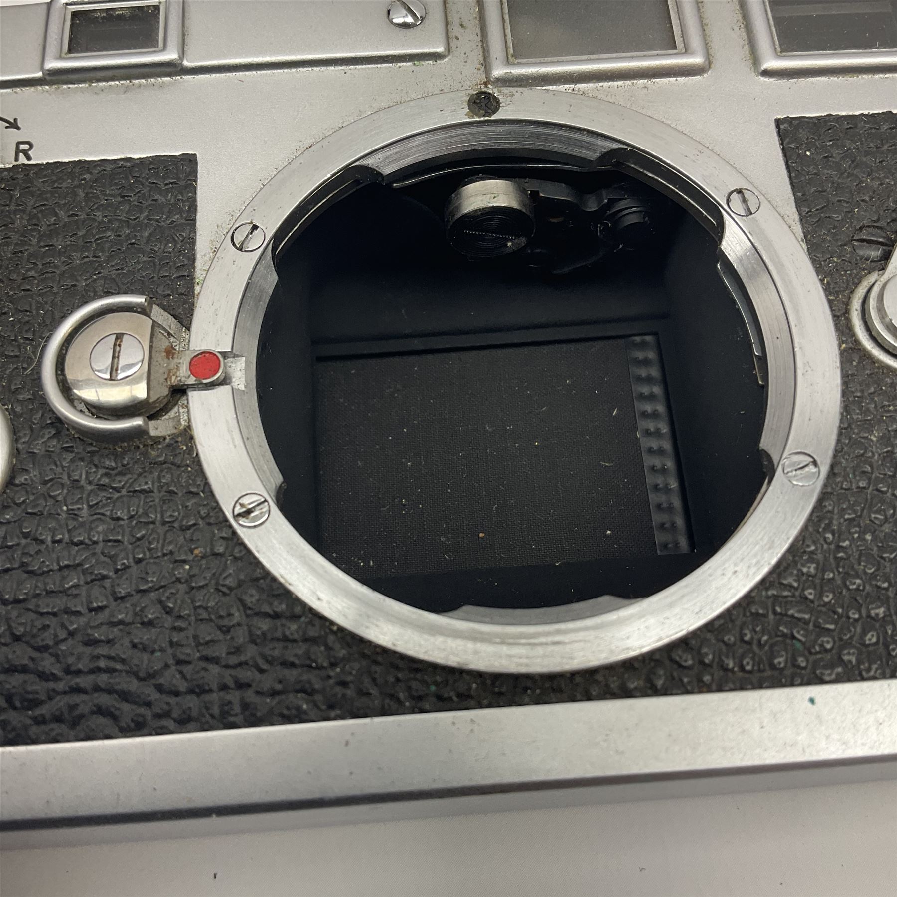 Leica M3 camera body, 1959, chrome finish, serial number '986937', fitted with 'Ernst Leitz GmbH Wetzlar Summicron f=5cm 1:2 Nr.1592614' lens, with Leica M3 instruction booklet