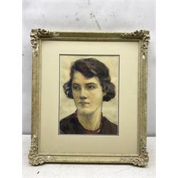 English School (Mid 20th century): Portrait of a Young Woman, watercolour, unsigned 30cm x 22cm