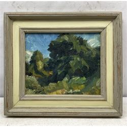 French School (20th Century): Impressionist Trees, oil on board signed 'Vallet' 24cm x 29cm 