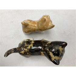 Two Winstanley figures of kittens, comprising tabby cat no 2 and ginger cat no 1, both with inset eyes and painted marks beneath, tallest H11cm