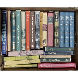 Folio Society - twenty-four volumes including Hours in a Library, three volumes; The Best of Saki; The Siege of Delhi; In Flanders Fields; The Zimmermann Telegram; The Goodman of Paris; Egypt Revealed etc; all in slip cases