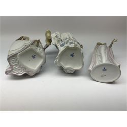 Large Lladro Figures, Spring Splendor, designed by Regino Torrijos, model number 5898, H30.5cm, the glass slipper, designed by Jose Puche, model number 5957, H29cm and Breathless, designed by Juan Ignacio Aliena, model number 6430, H31cm.