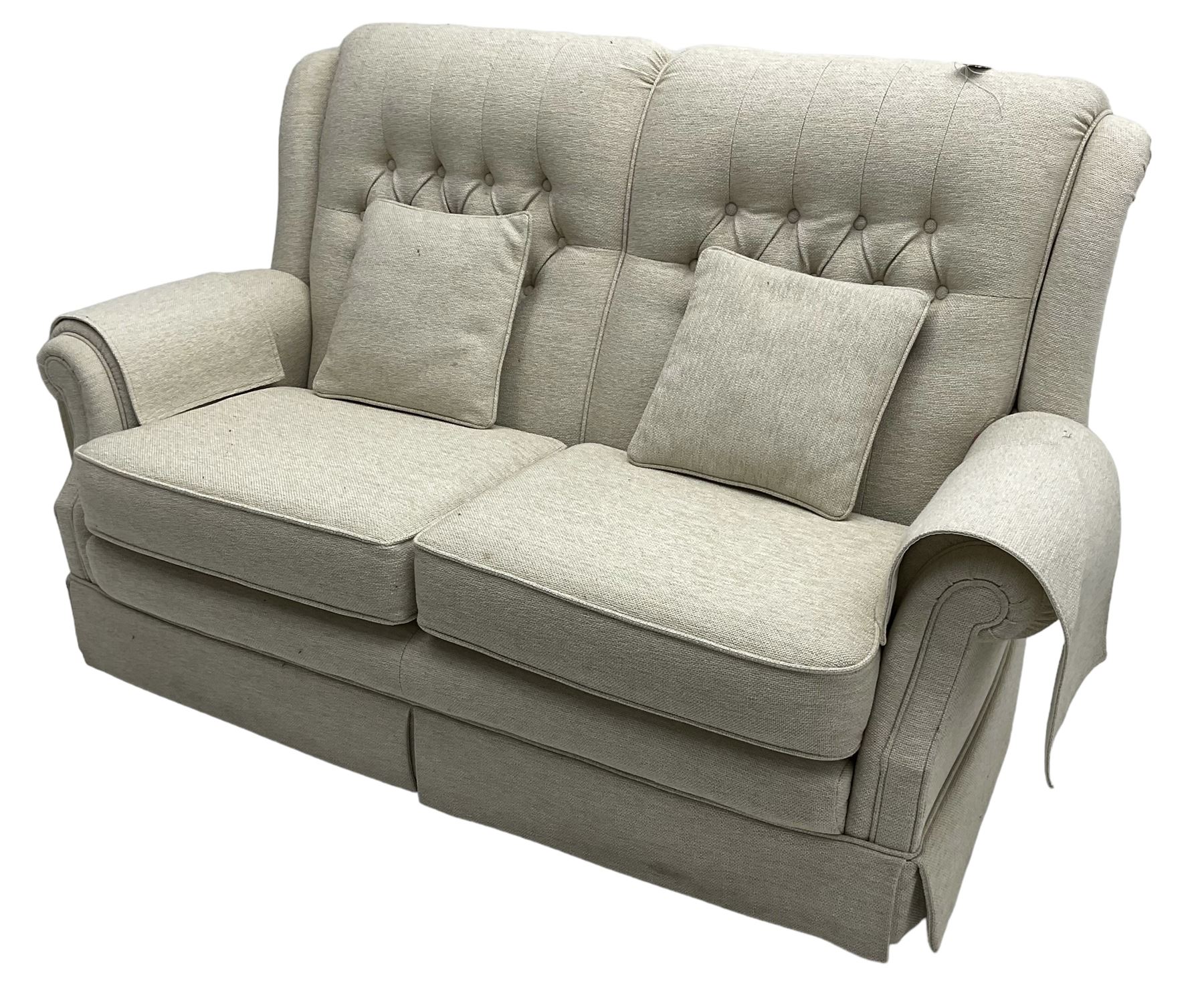 Vale Bridgecraft Furniture - 'Amalfi' two-seat sofa upholstered in beige fabric
