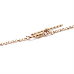 9ct rose gold  rolo link chain necklace, with T bar and clip, Birmingham 1990