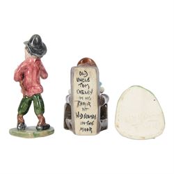 Ten Will Young studio pottery 'Widecombe Fair' figures, including Danil Whiddon and Arry Awke on bench, Peter Gurney, Bill Brewer, Peter Davey, Old Uncle Tom Cobley, Tom Pearse, Arry Wake, Danil Whiddon and Jan  Stewer, all with signatures to base, H10cm
