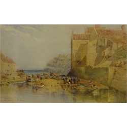  William Charles Goddard (British exh.1885): 'Staithes' Beck, watercolour titled inscribed and dated 'To Mrs W J Tate from W C Goddard 1899', 30cm x 49cm  