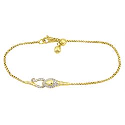 John Hardy 18ct gold round brilliant cut diamond snake design bracelet, stamped 18ct with mark for John Hardy, in original suede pouch