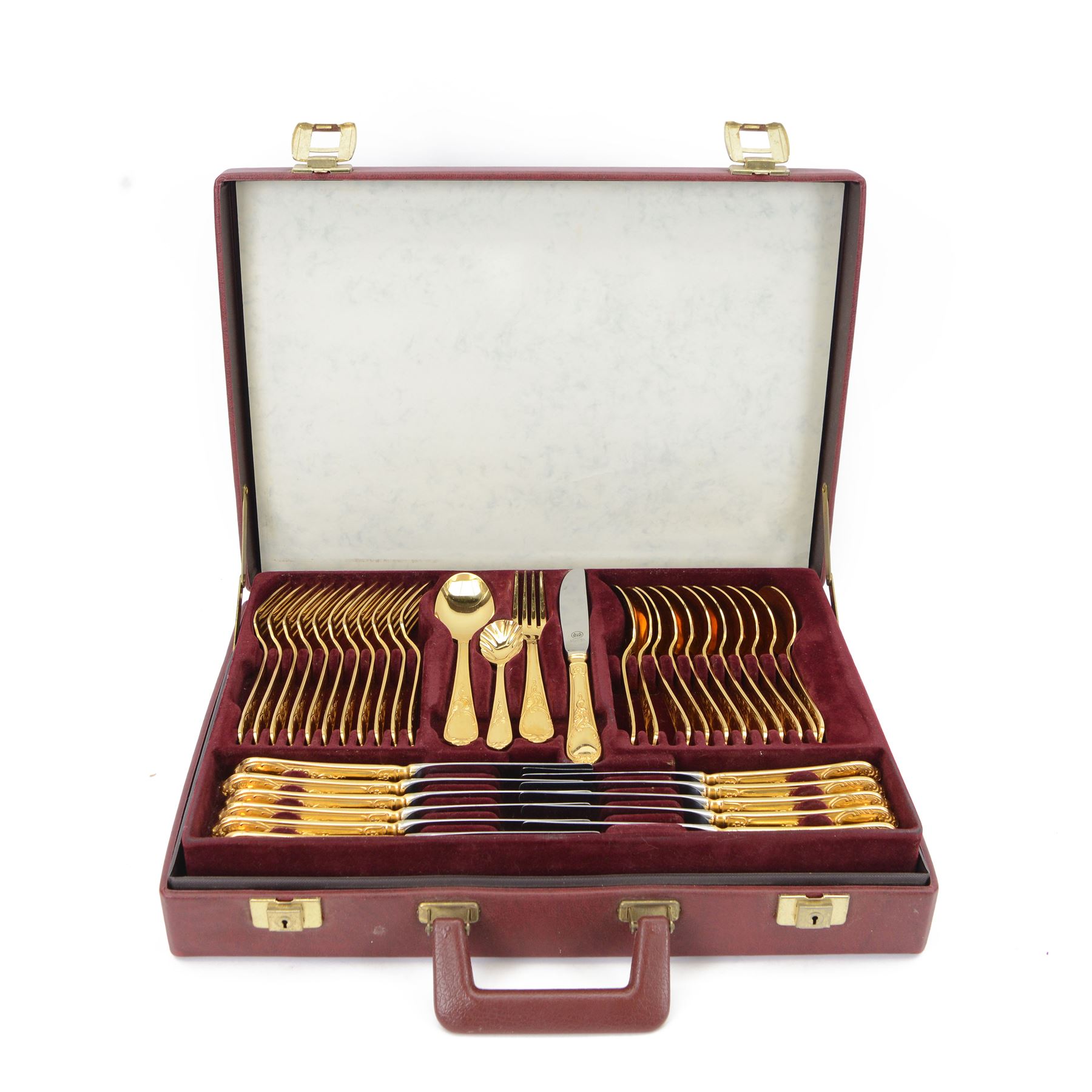 Chromstahl canteen of gilt cutlery for twelve 