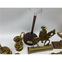 Quantity of metal ware to include brass, copper and pewter, horse brasses, and other items to include Lilliput lane etc