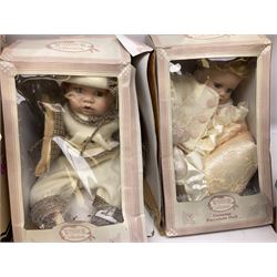 Quantity of dolls to include Knowles Rapunzel, two boxed Windsor Collection etc in two boxes