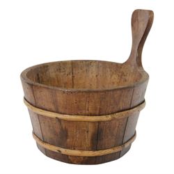 19th century treen luggie, probably Scottish, of typical form with upper and lower willow ...