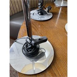 Set of twelve chrome table lamps with various shades (12)- LOT SUBJECT TO VAT ON THE HAMMER PRICE - To be collected by appointment from The Ambassador Hotel, 36-38 Esplanade, Scarborough YO11 2AY. ALL GOODS MUST BE REMOVED BY WEDNESDAY 15TH JUNE.