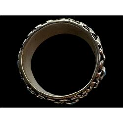 Silver opal filigree band ring, boxed