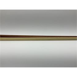 Alfred Knoll silver mounted two-star pernambuco violin bow L74.5cm
