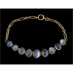 Early 20th century 9ct gold graduating oval moonstone bracelet