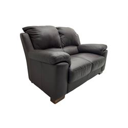 Rogers of York - pair two seat sofas, upholstered in soft brown leather