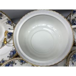 Royal Albert Moonlight Rose pattern dinner service for six, to include, dinner plates, bowls, soup bowls, twin handled soup bowls with saucers, twelve side plates, twin handled soup tureen with cover, twin handled serving dish and cover, sauce boat and saucer, teapot and warmer etc (51)