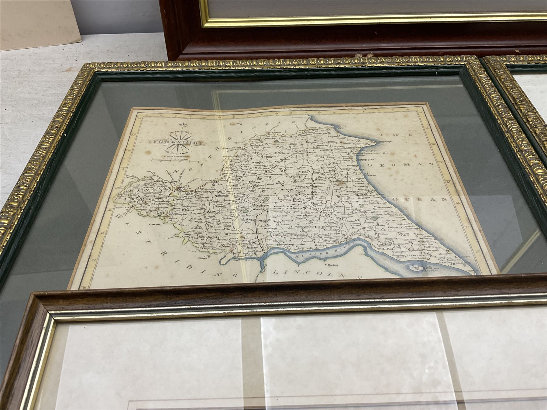 Jack Rigg (British 1927-2023): On the Quayside, signed print; together with a David C Bell watercolour and two maps (4)