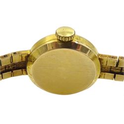 Elco 14ct gold manual wind wristwatch, London import mark 1964, on integral 9ct gold bracelet, hallmarked