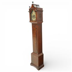  Grandmother clock, the brass dial inscribed 'Walton, Newcastle upon Tyne', with three train movement in burr walnut case on bracket feet  H170cm keys and pendulum