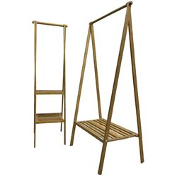Futon Company - bamboo coat stand with lower tier (W84cm, H170cm); and a similar narrow stand with two tiers (W50cm, H170cm)