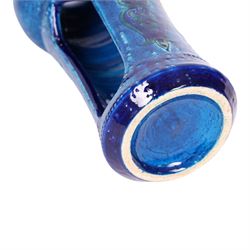 Mid-century Aldo Londi for Bitossi blue pottery, candle holder, H26cm