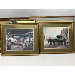 After Sir Joshua Reynolds (British 1723-1792): 'Lord Henry and Lady Charlotte Spencer', engraving with hand colouring pub. 1790; After Heywood Hardy (British 1843-1933): 'In the Lap of Luxury', engraving; After John Watson Nicol (British 1856-1926): 'An Immediate Settlement will Oblige', engraving; after Charles Staniland (British 1838-1916): 'Saved at Last', engraving; After Gaton Woodville: 'In the Nick of Time', colour print; after Victor Venner: 'The Mowbray Hunt Checked', colour print together with pair colour prints after Fred Elwell, a Chinese print, a mirror, further pictures etc, max 45cm x 68cm