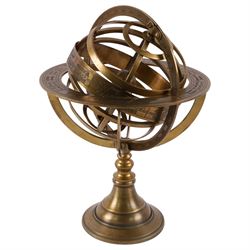 Brass tabletop armillary sphere, H28cm 