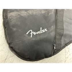 Richwood electric bass guitar in blue, cream and natural finish L117cm; in Fender soft carrying case; together with Behringer Thunderbird Bx108 amplifier date code 0 4 11.